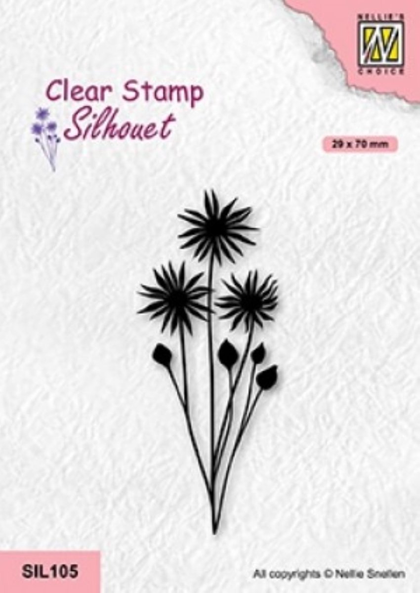 Sil105 Nellie Snellen stempel wildflowers - clearstamp flowers 18 - klaver bloem